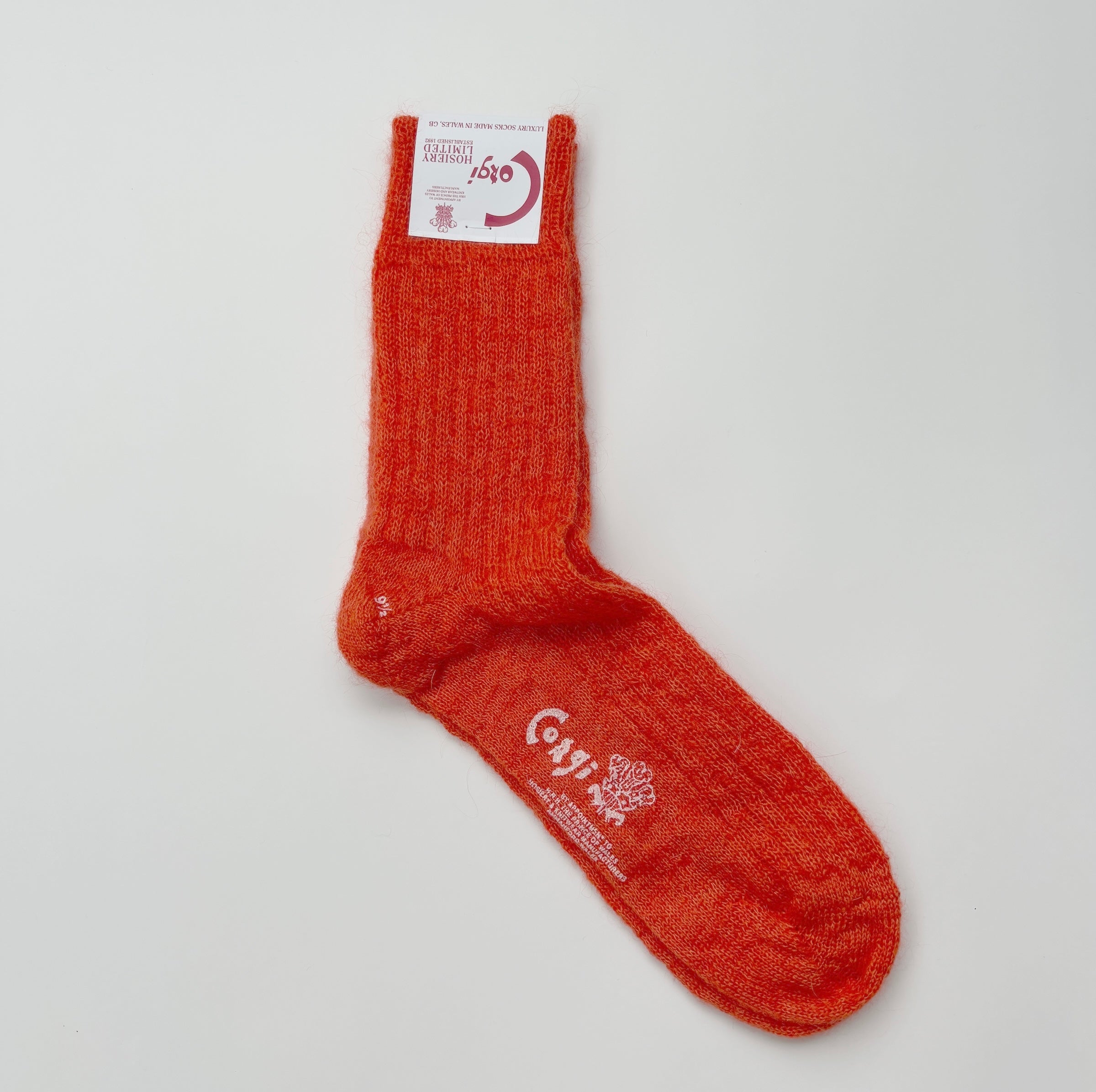 MOHAIR LADIES PLAIN RIB SOCKS ORANGE