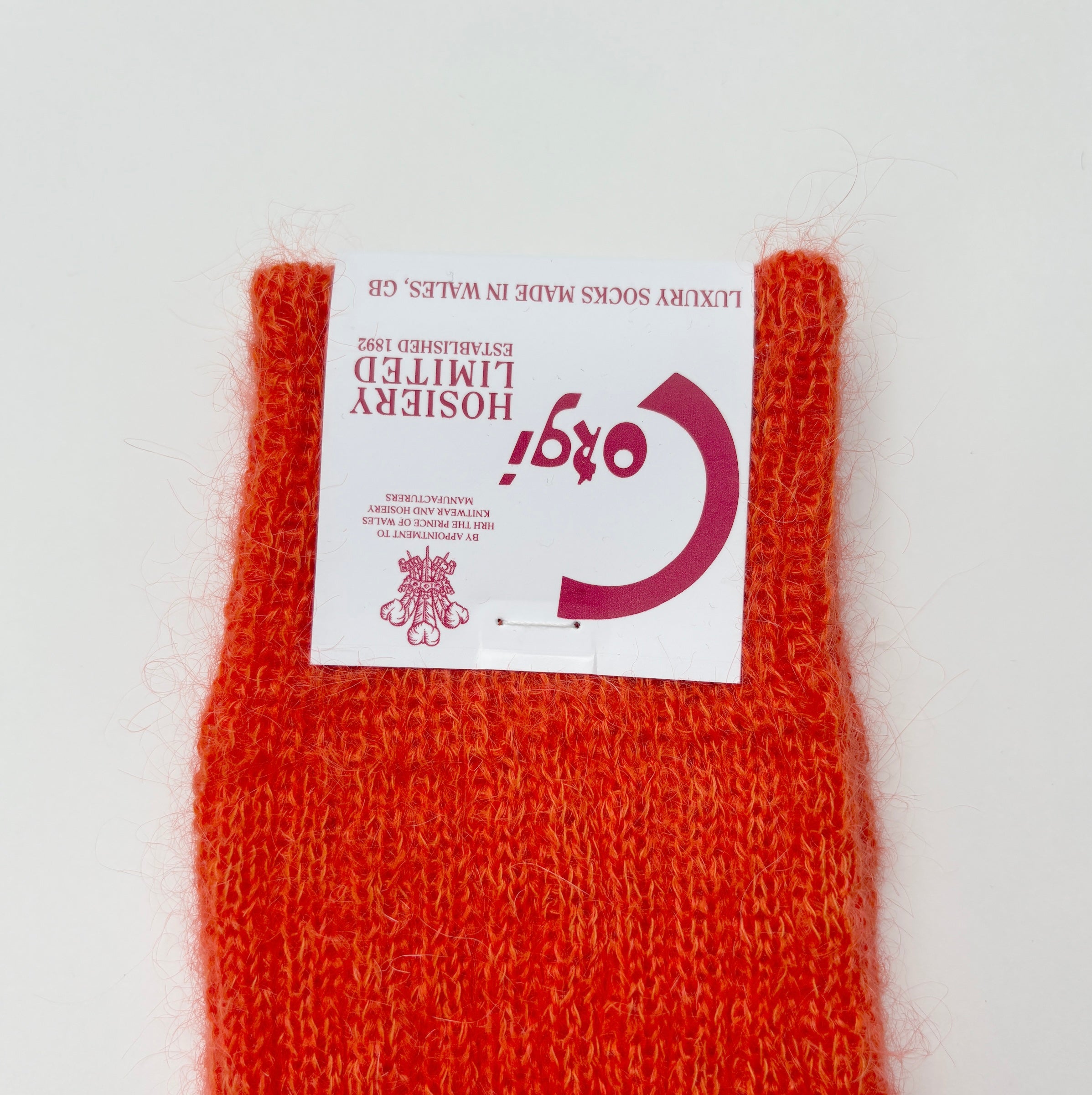 MOHAIR LADIES PLAIN RIB SOCKS ORANGE