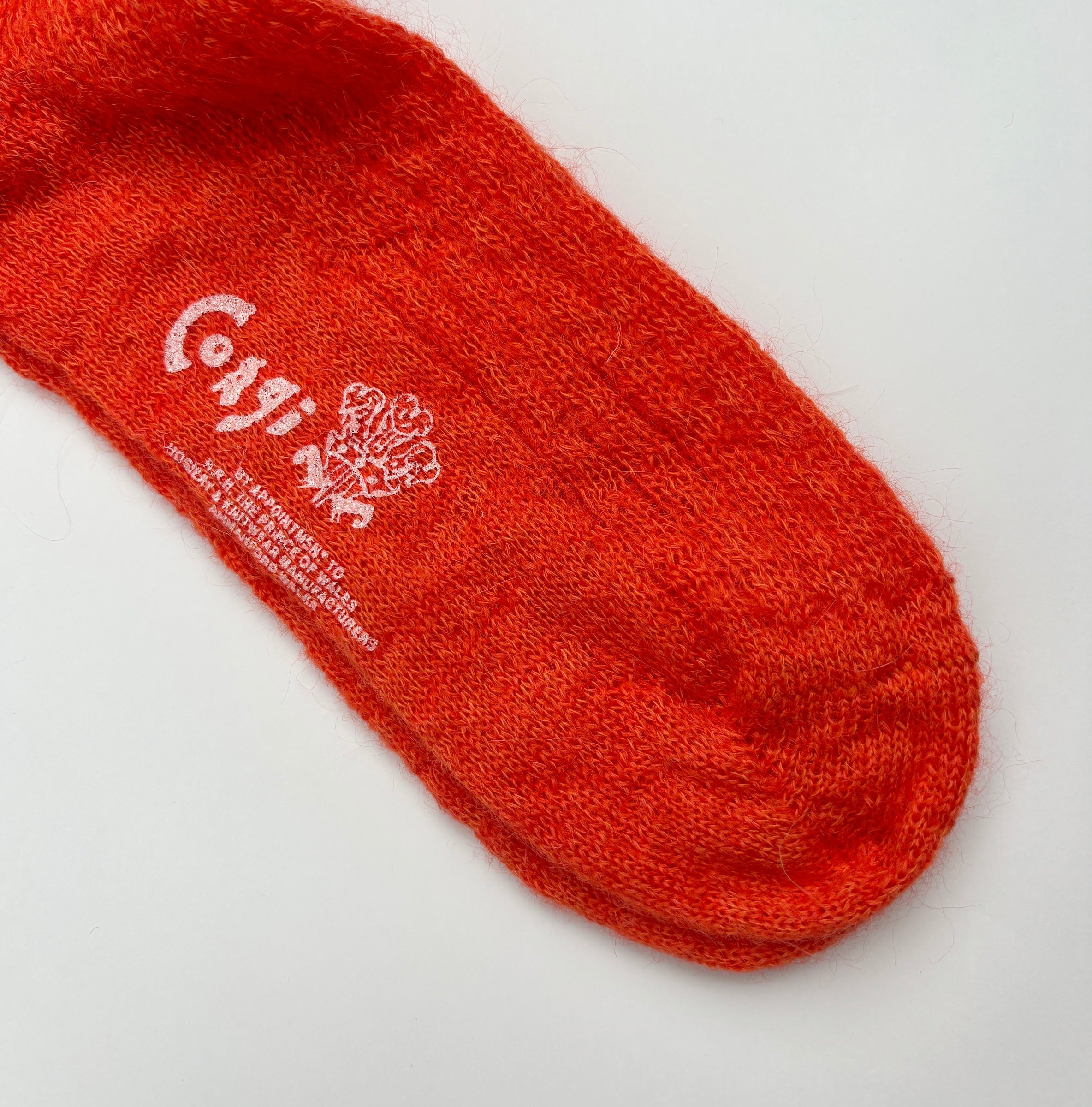 MOHAIR LADIES PLAIN RIB SOCKS ORANGE