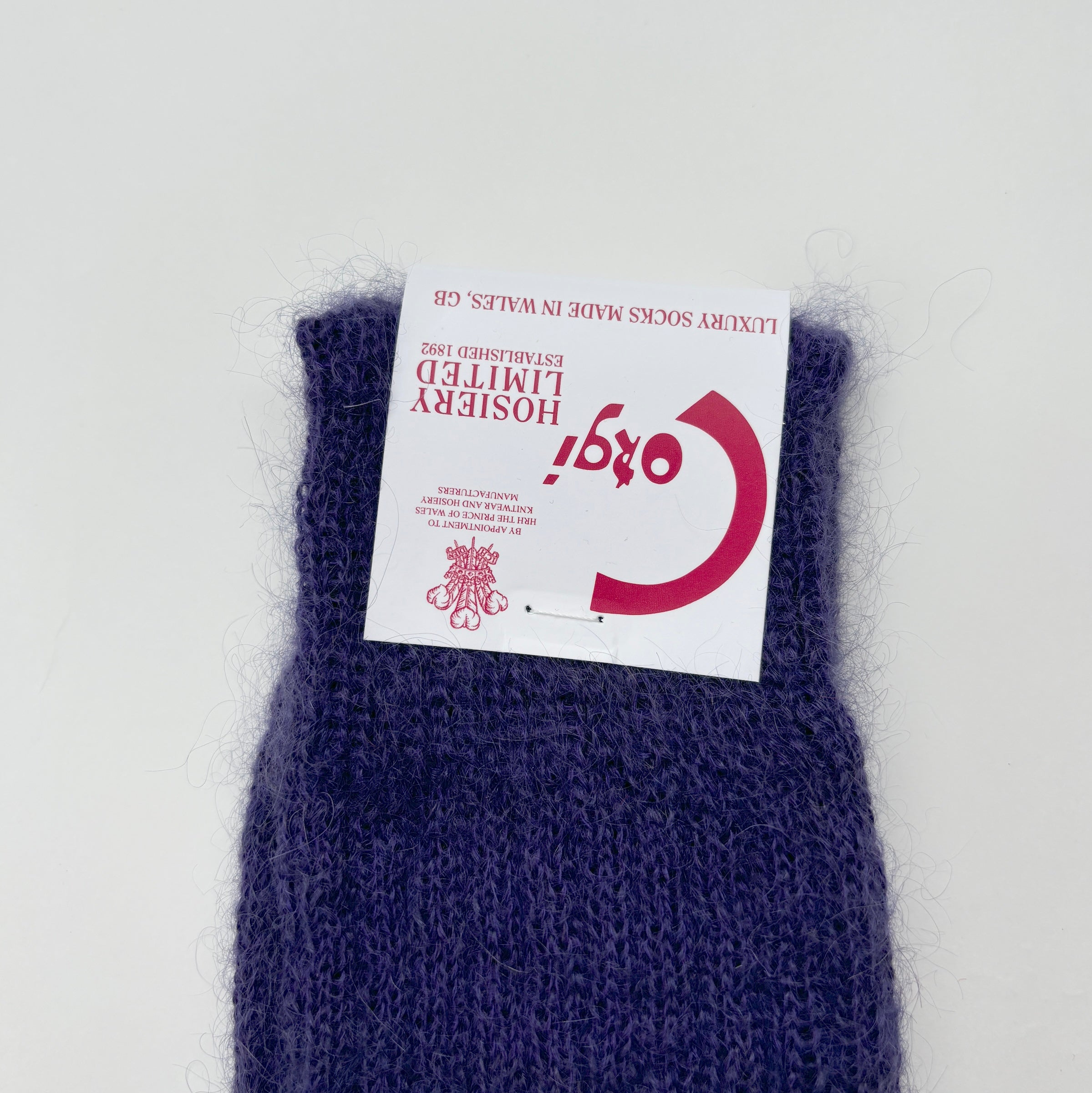 MOHAIR LADIES PLAIN RIB SOCKS PURPLE