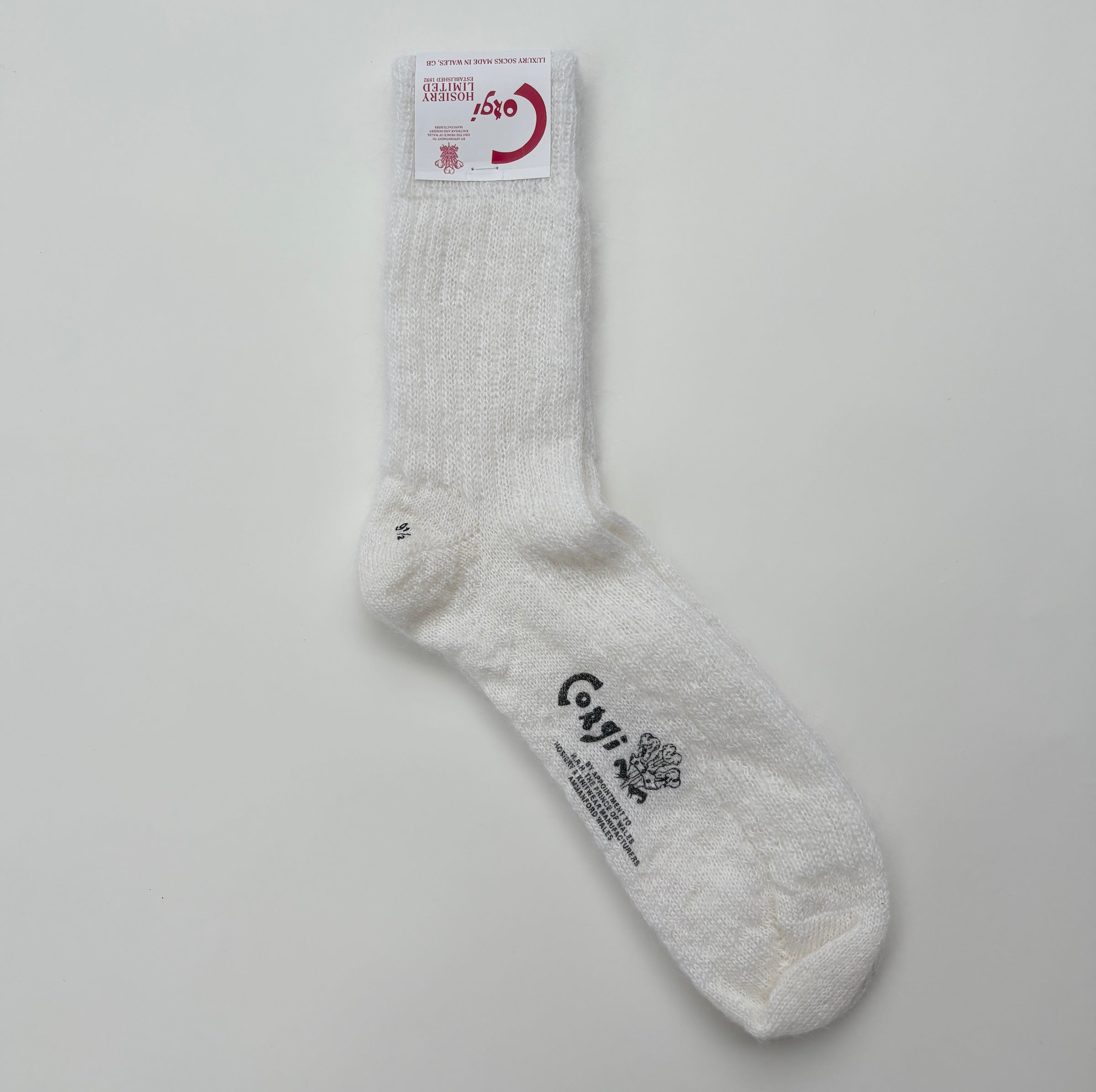 MOHAIR LADIES PLAIN RIB SOCKS WHITE