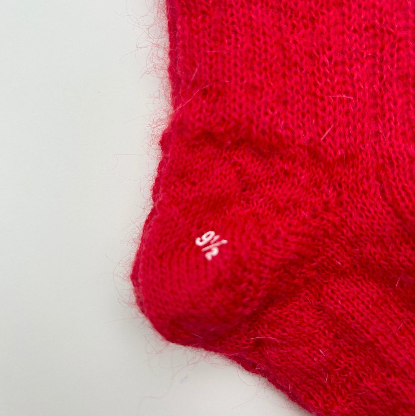 MOHAIR LADIES PLAIN RIB SOCKS RED