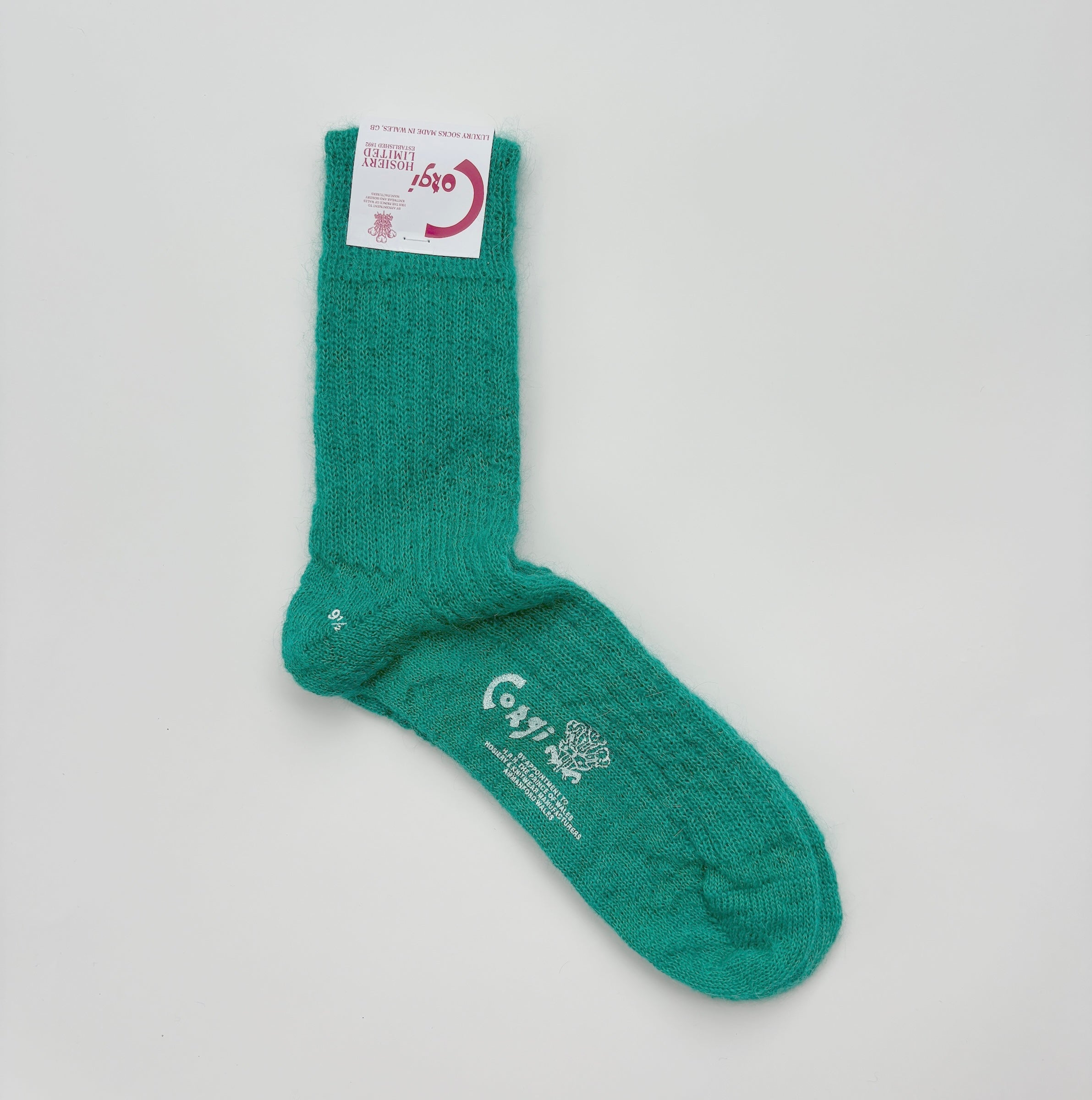 MOHAIR LADIES PLAIN RIB SOCKS GREEN