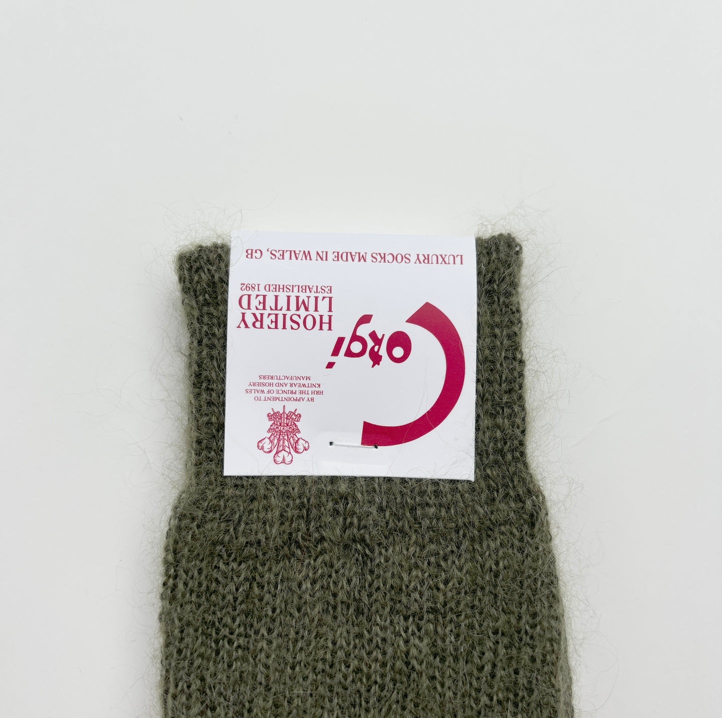 MOHAIR LADIES PLAIN RIB SOCKS KHAKI