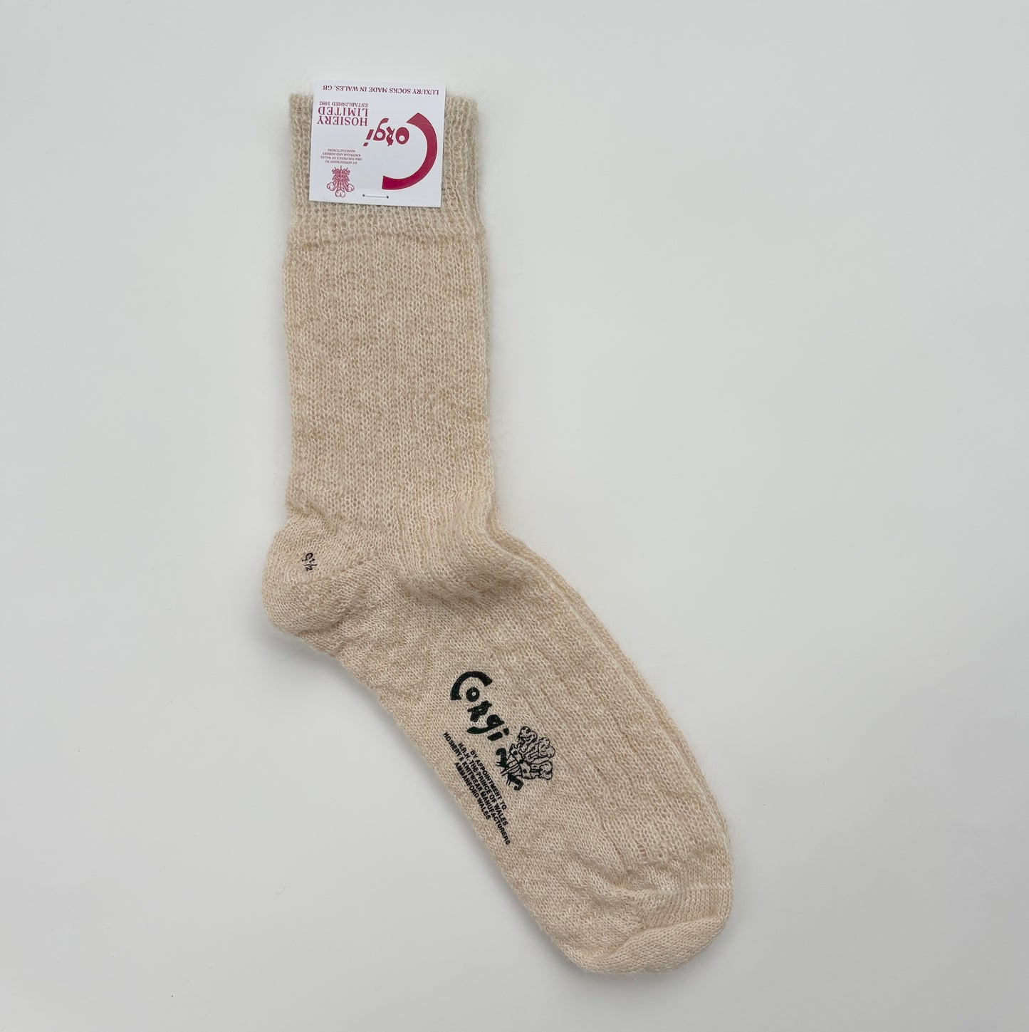 MOHAIR LADIES PLAIN RIB SOCKS BEIGE