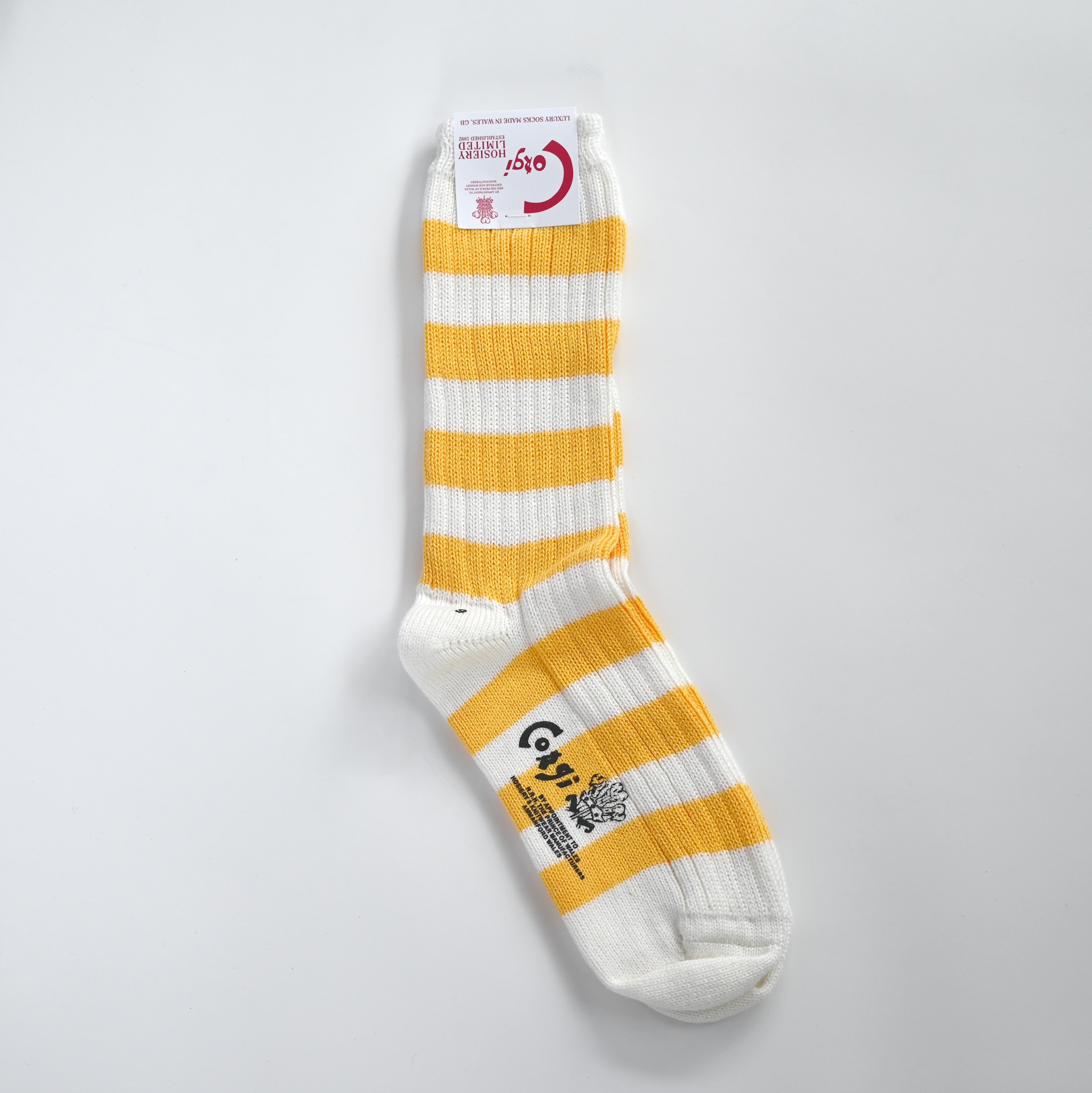 SOFT COTTON LADIES BOADER SOCKS YELLOW