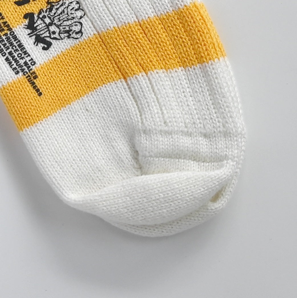 SOFT COTTON LADIES BOADER SOCKS YELLOW