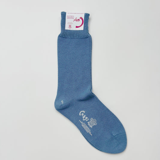 LADIES PLAIN FLAT SOCKS BLUE