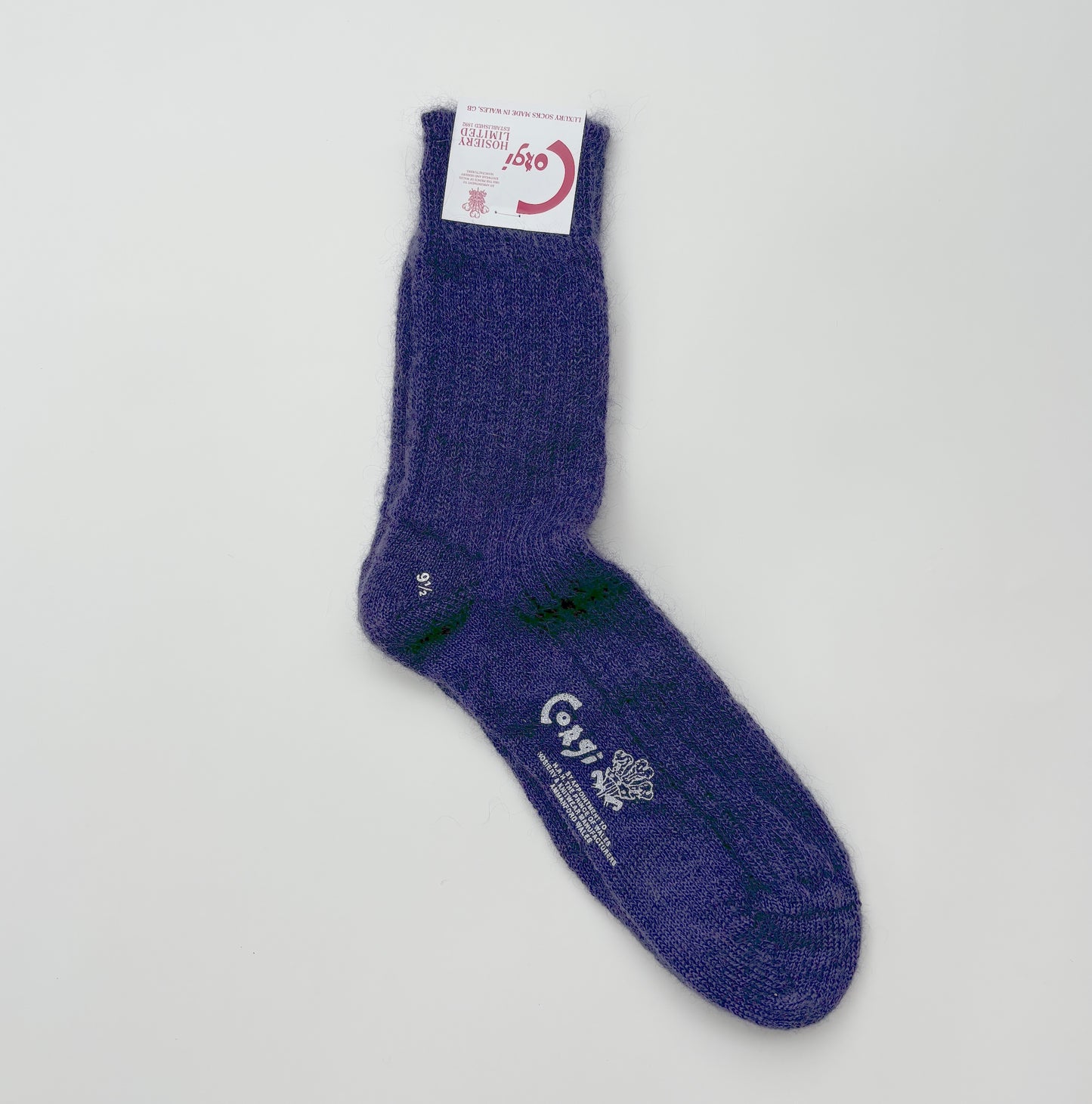 MOHAIR LADIES PLAIN RIB SOCKS  PURPLE