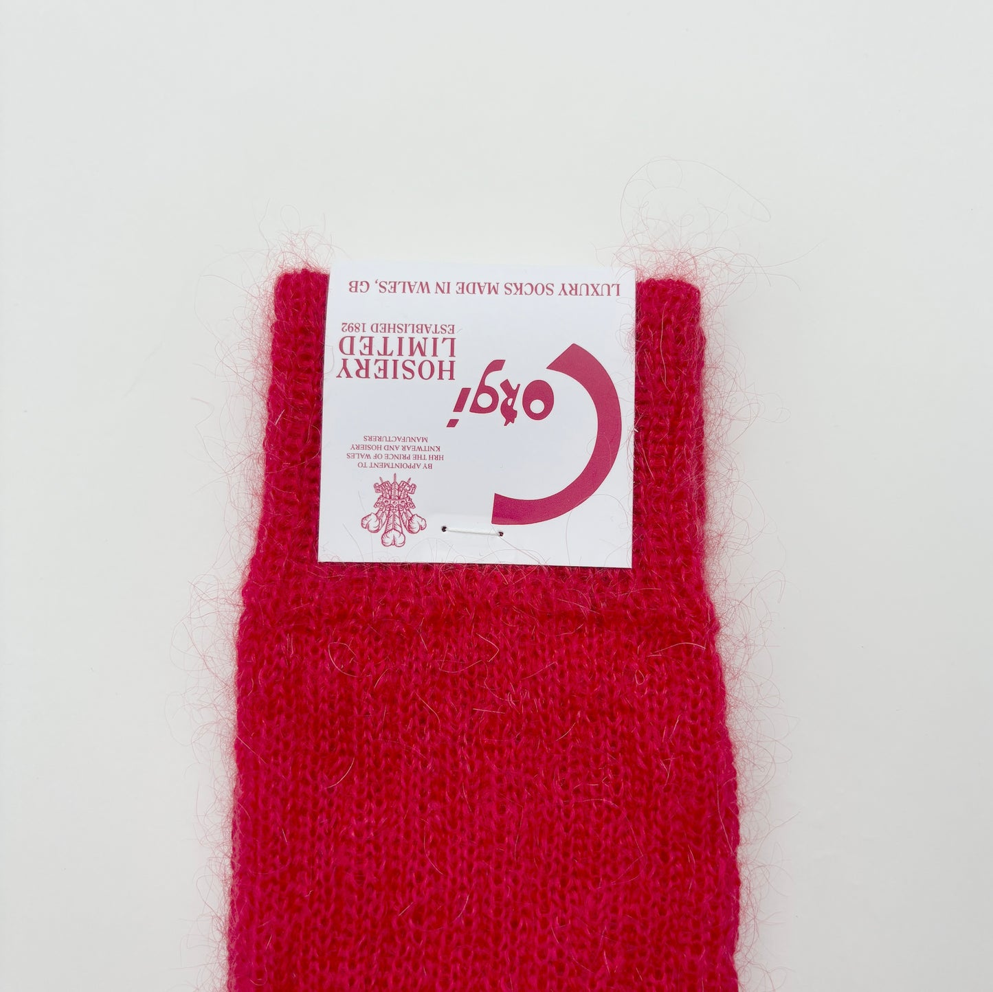 MOHAIR LADIES PLAIN RIB SOCKS  RED