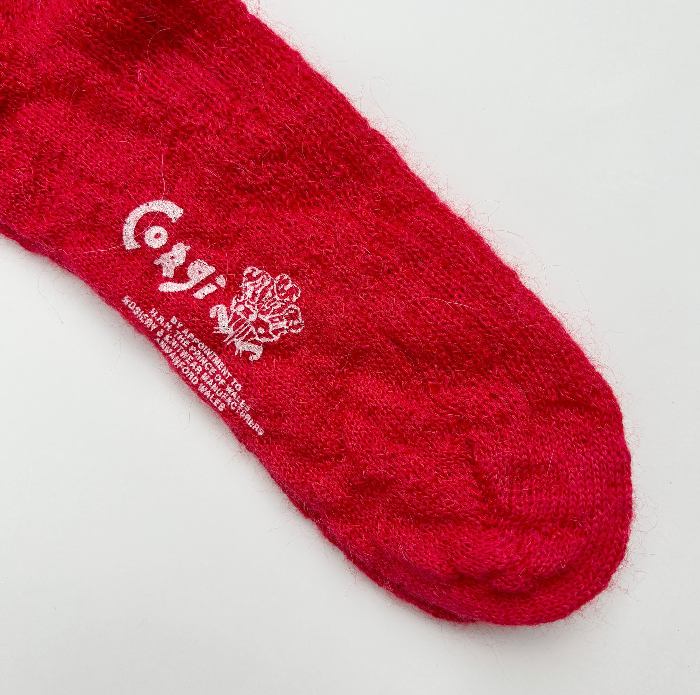 MOHAIR LADIES PLAIN RIB SOCKS  RED