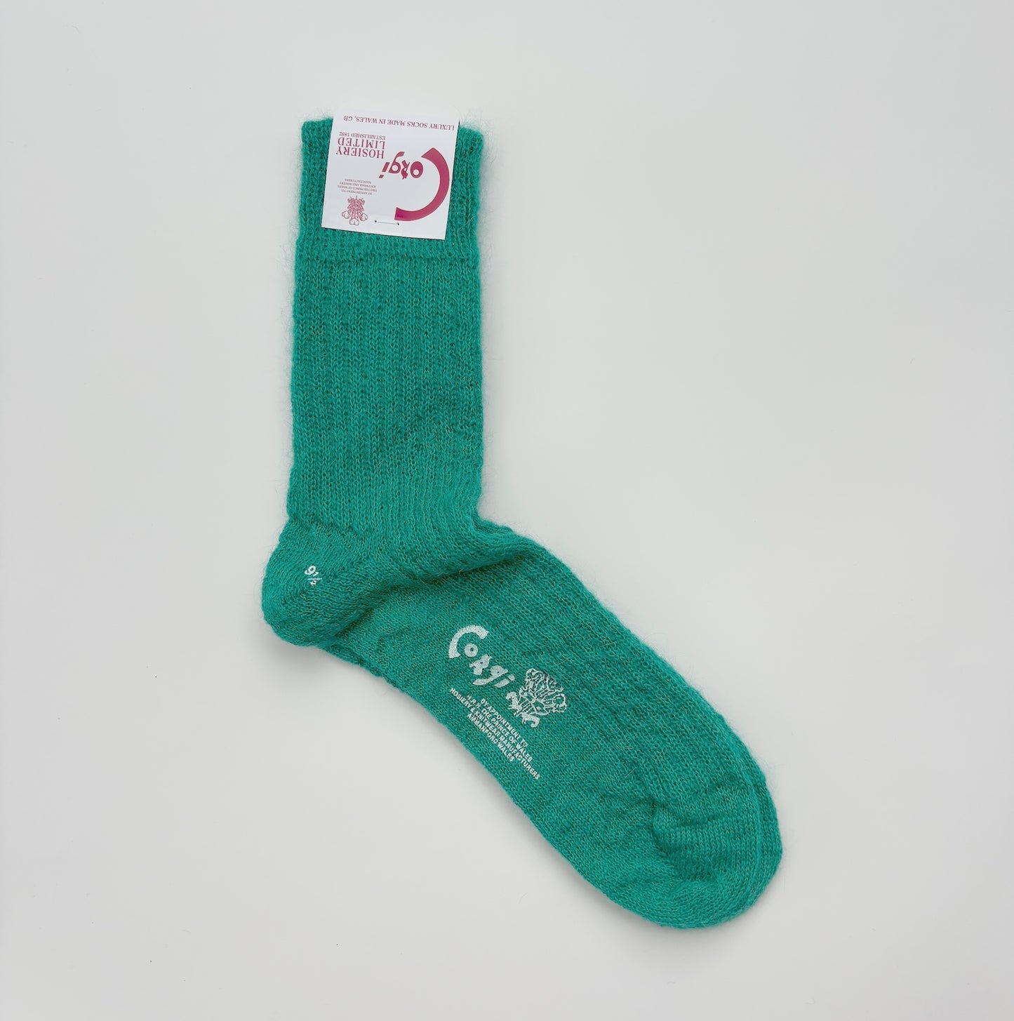 MOHAIR LADIES PLAIN RIB SOCKS  GREEN