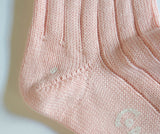 SOFT COTTON LADIES RIB SHORT SOCKS PALE PINK