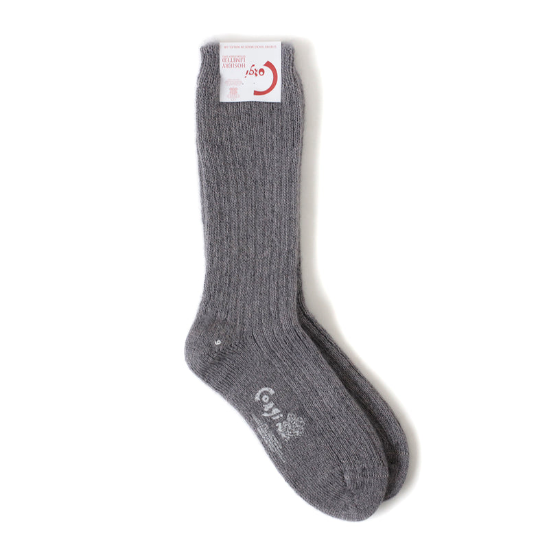MOHAIR LADIES PLAIN RIB SOCKS GREY