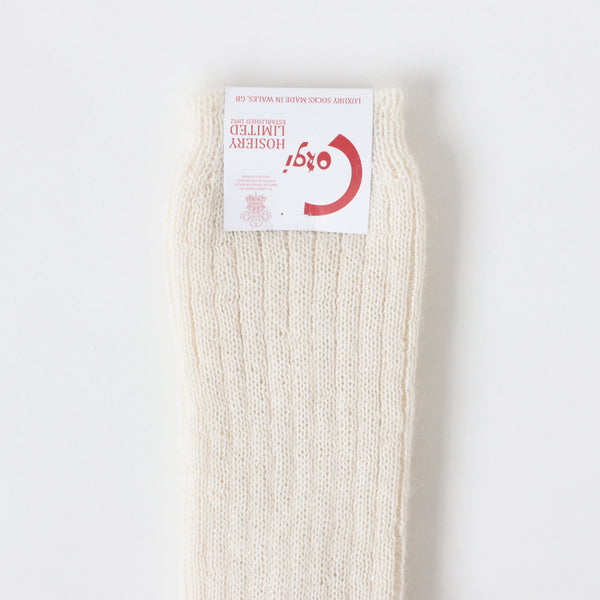 MOHAIR LADIES PLAIN RIB SOCKS NATURAL